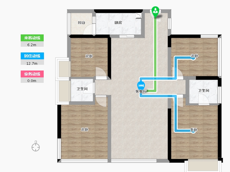 四川省-成都市-隆鑫印象东方1号楼,2号楼127m²-100.01-户型库-动静线