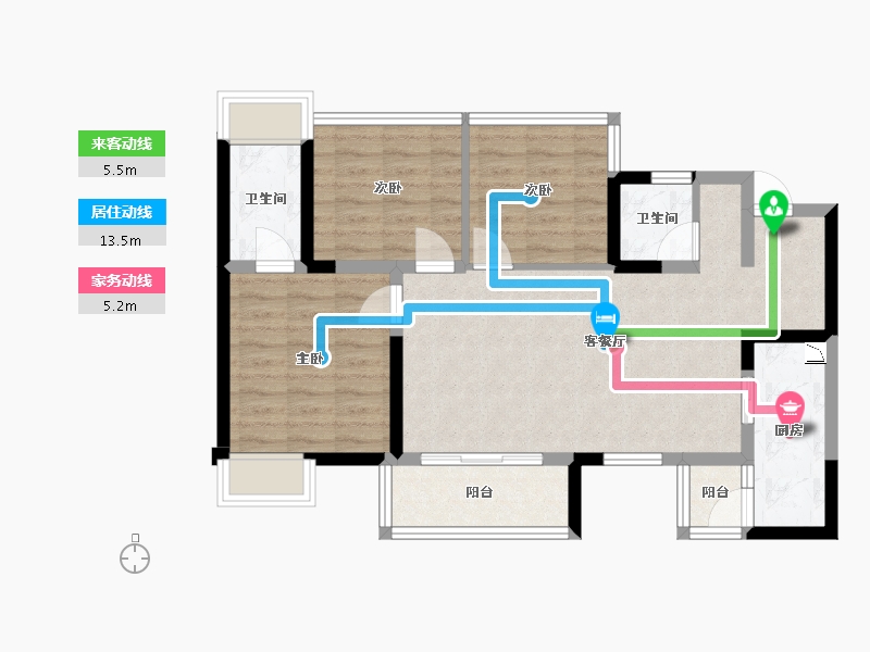 四川省-成都市-隆鑫印象东方2号楼,3号楼100m²-77.61-户型库-动静线