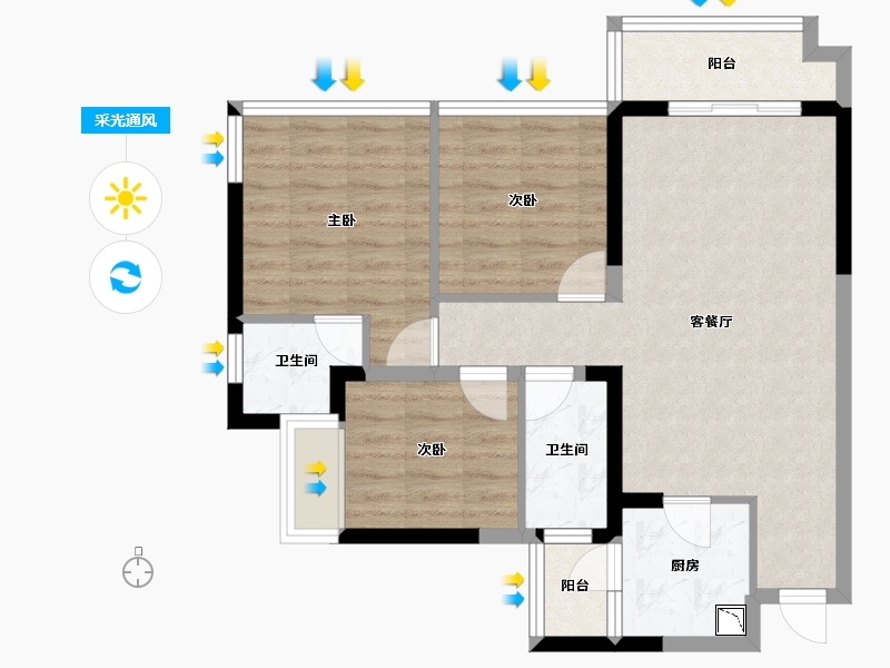 四川省-成都市-隆鑫印象东方2号楼92m²-71.93-户型库-采光通风