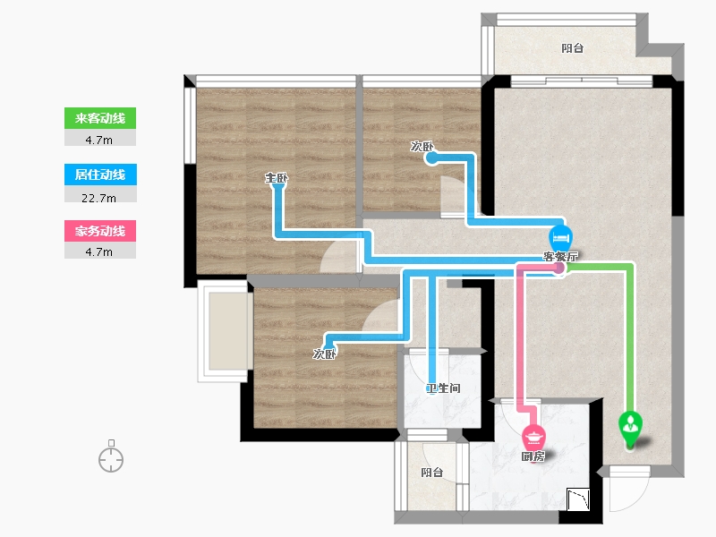 四川省-成都市-隆鑫印象东方1号楼,3号楼83m²-64.71-户型库-动静线