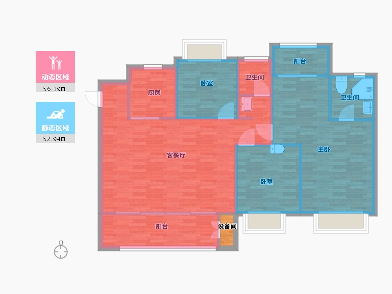 江苏省-南京市-远洋万和四季6,10,2,7,8,9幢127㎡-101.59-户型库-动静分区