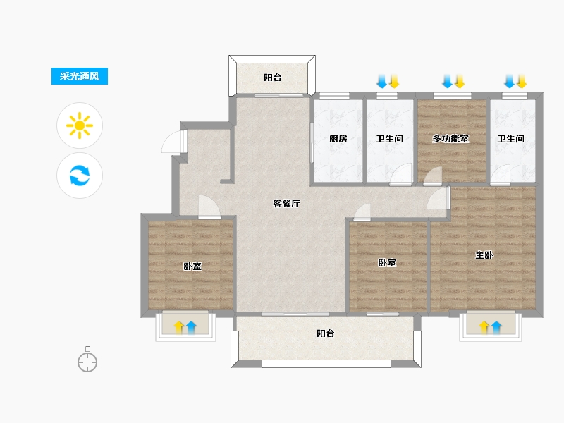 江苏省-南京市-固城湖金茂逸墅茗园14，15幢128㎡洋房-102.99-户型库-采光通风