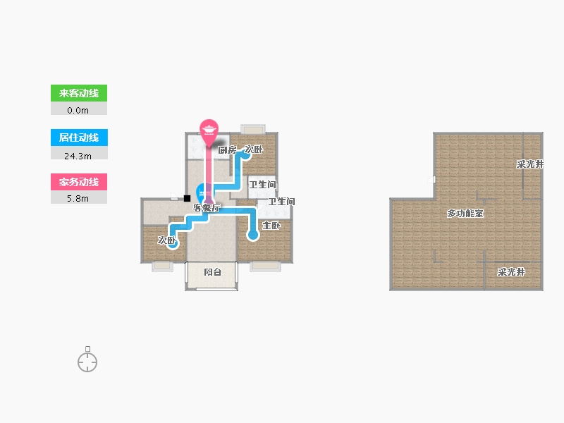 江苏省-南京市-平澜府13幢B1底跃216m²-381.96-户型库-动静线