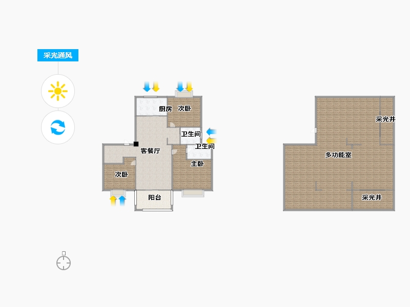 江苏省-南京市-平澜府13幢B1底跃216m²-381.96-户型库-采光通风