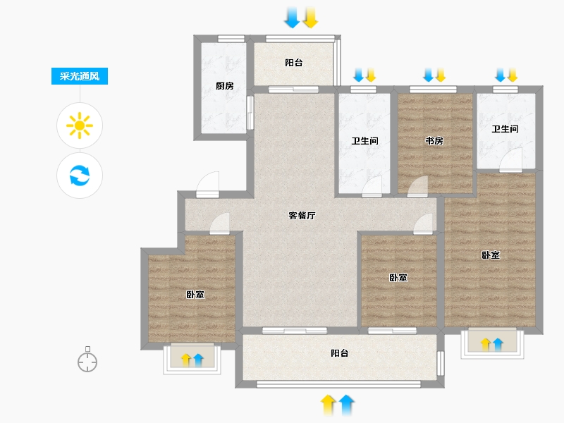 江苏省-南京市-固城湖金茂逸墅138m²-109.99-户型库-采光通风