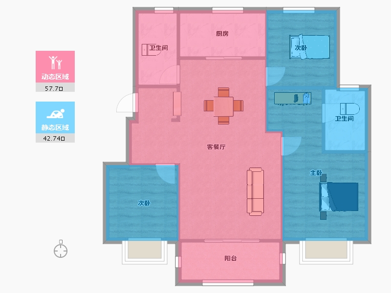 江苏省-南京市-固城湖金茂逸墅茗园26，27幢115m²-92.00-户型库-动静分区