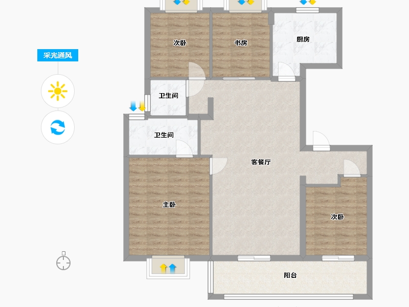 江苏省-南京市-平澜府4幢,7幢136㎡户型-109.00-户型库-采光通风