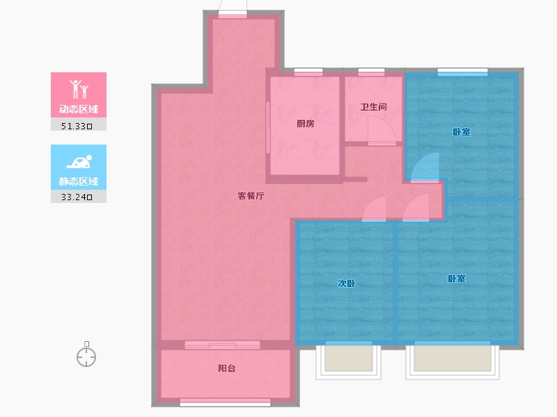 江苏省-南京市-佳兆业悦峰府9幢,95㎡-75.99-户型库-动静分区