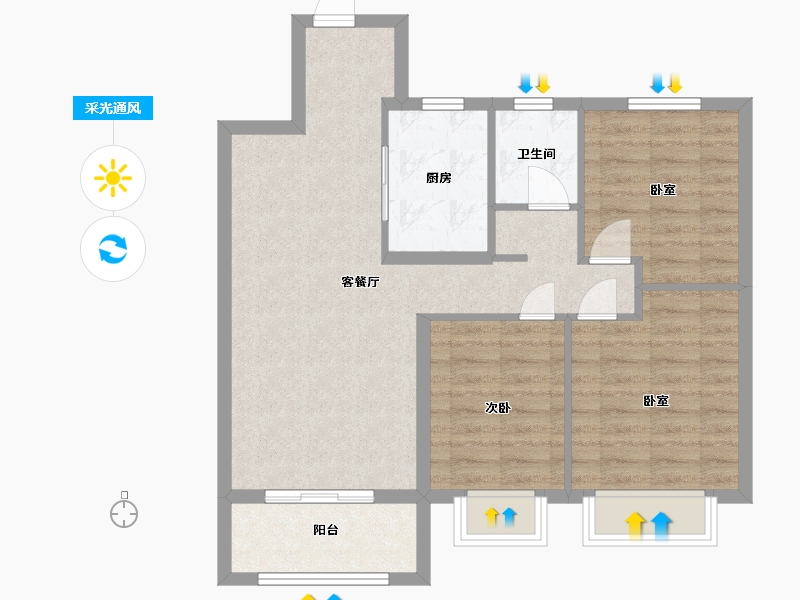 江苏省-南京市-佳兆业悦峰府9幢,95㎡-75.99-户型库-采光通风