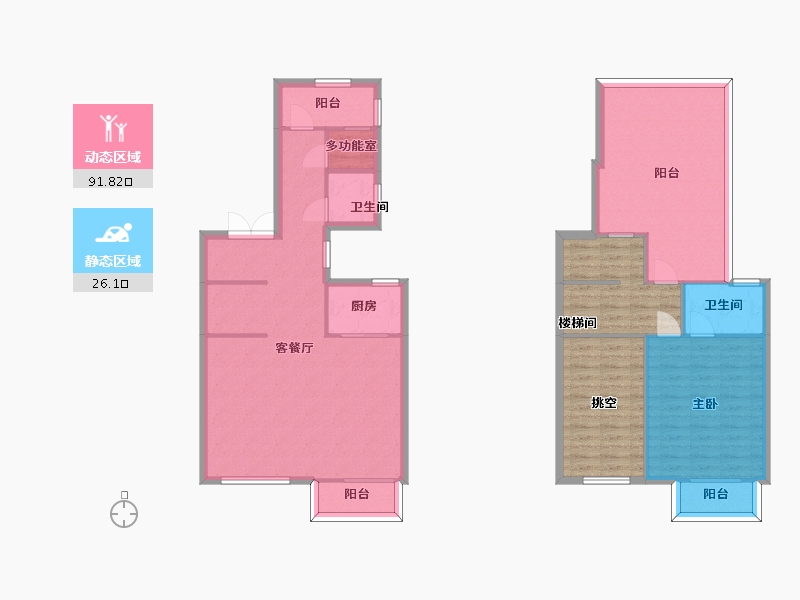 江苏省-南京市-北大资源颐和翡翠府上叠14幢,17幢,18幢145㎡-128.97-户型库-动静分区