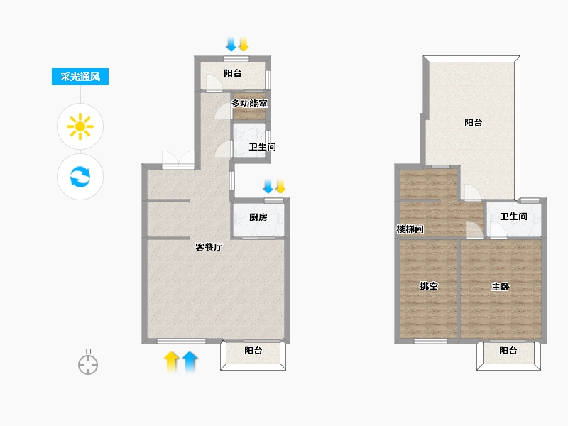 江苏省-南京市-北大资源颐和翡翠府上叠14幢,17幢,18幢145㎡-128.97-户型库-采光通风