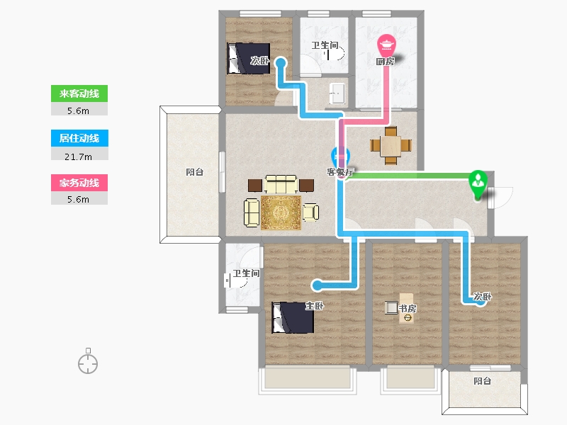 江苏省-南京市-东方公馆143㎡户型-114.00-户型库-动静线