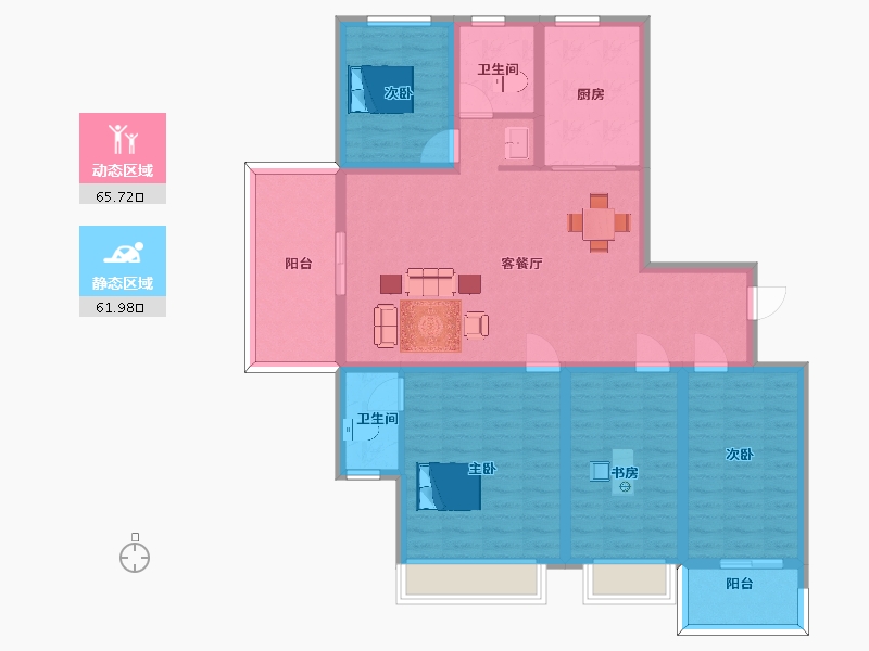 江苏省-南京市-东方公馆143㎡户型-114.00-户型库-动静分区