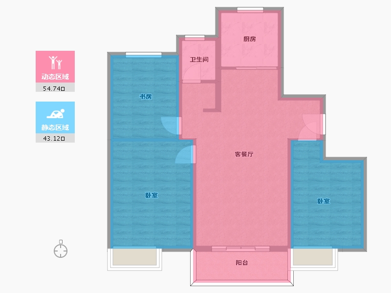 江苏省-南京市-东方公馆110m²-87.99-户型库-动静分区