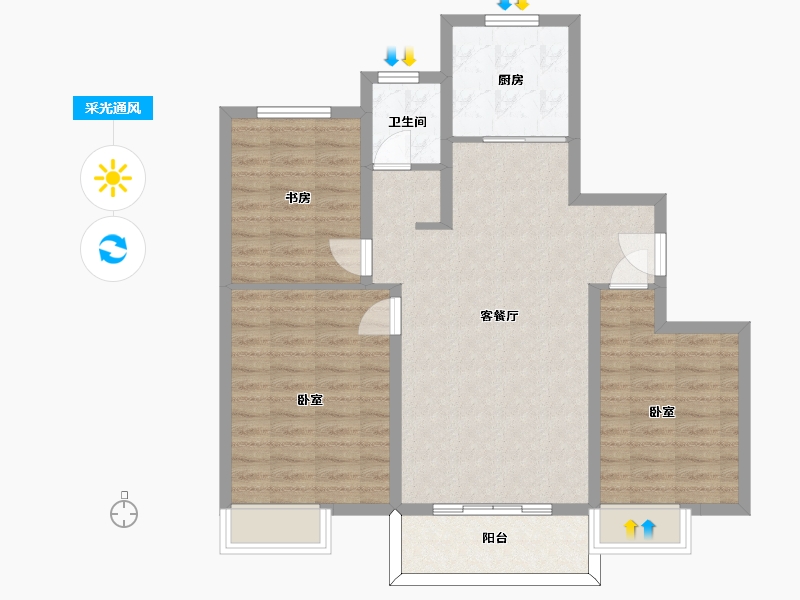 江苏省-南京市-东方公馆110m²-87.99-户型库-采光通风