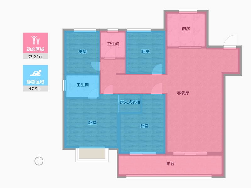 江苏省-南京市-佳兆业悦峰府9幢125㎡-99.88-户型库-动静分区