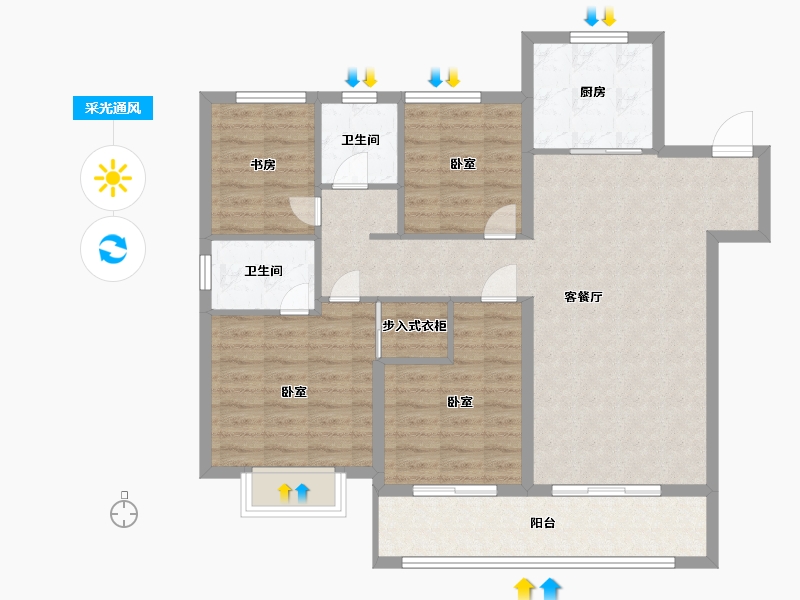 江苏省-南京市-佳兆业悦峰府9幢125㎡-99.88-户型库-采光通风