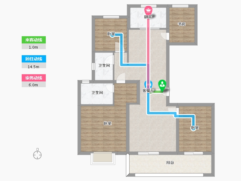 江苏省-南京市-佳兆业悦峰府5幢,6幢129㎡-103.00-户型库-动静线