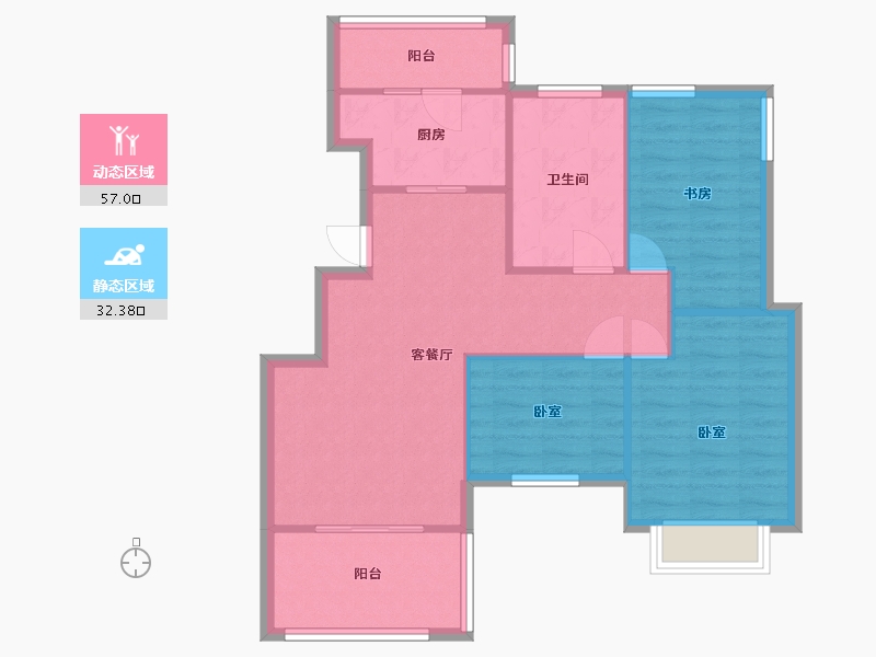 江苏省-南京市-橡树城春熙苑42，43幢Gb102m²-81.00-户型库-动静分区