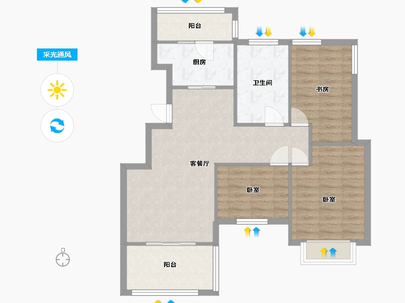 江苏省-南京市-橡树城春熙苑42，43幢Gb102m²-81.00-户型库-采光通风