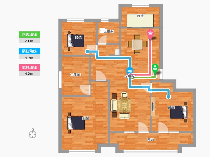 山东省-青岛市-万科北宸之光11，12，3，4号楼B108m²-86.00-户型库-动静线