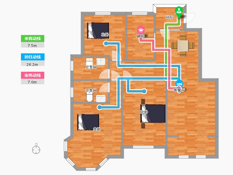 山东省-青岛市-奥园海泊澜湾15号楼136m²-108.95-户型库-动静线