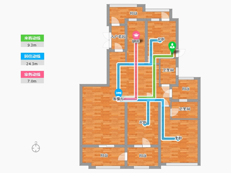 山东省-青岛市-恒大悦珑台54，55，65号楼S38-6二层户型151m²-120.00-户型库-动静线