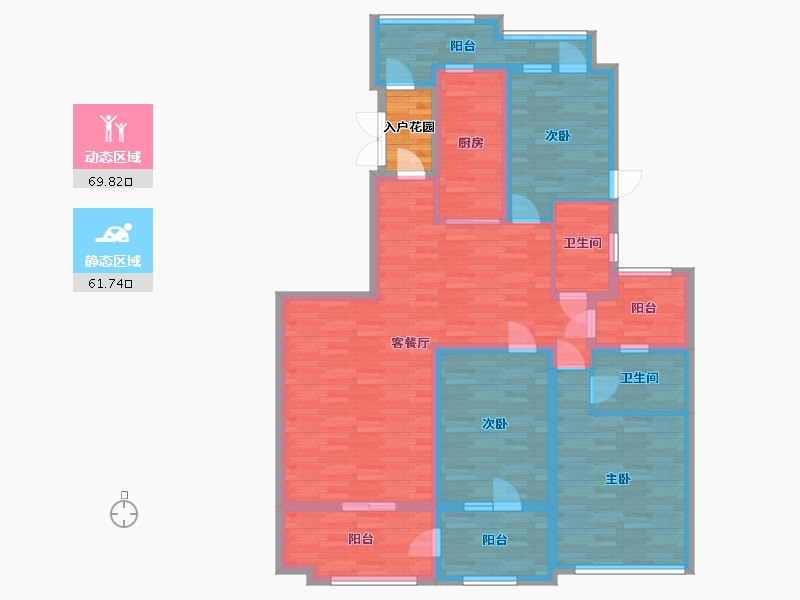 山东省-青岛市-恒大悦珑台54，55，65号楼S38-6二层户型151m²-120.00-户型库-动静分区