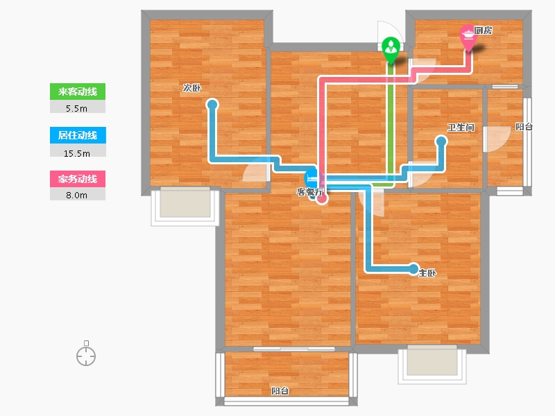 河南省-郑州市-春江家园95m²-75.99-户型库-动静线