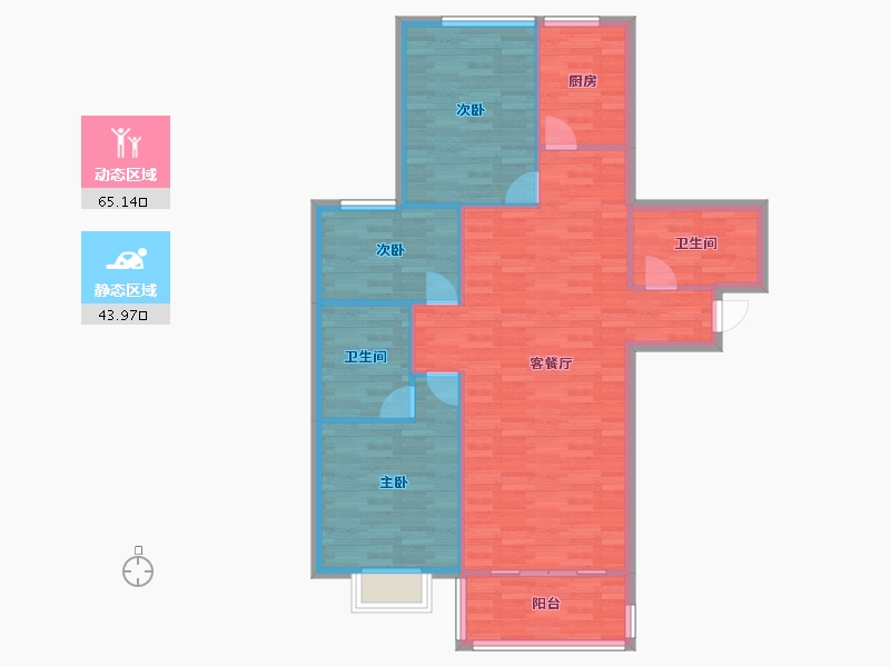 河南省-郑州市-春江家园125m²-100.01-户型库-动静分区