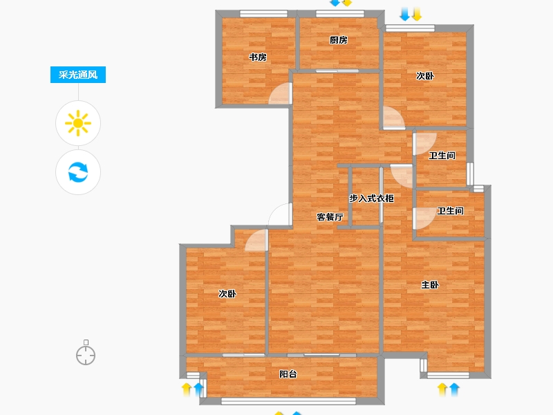 河南省-郑州市-昌建翡翠苑6号楼137m²-109.59-户型库-采光通风