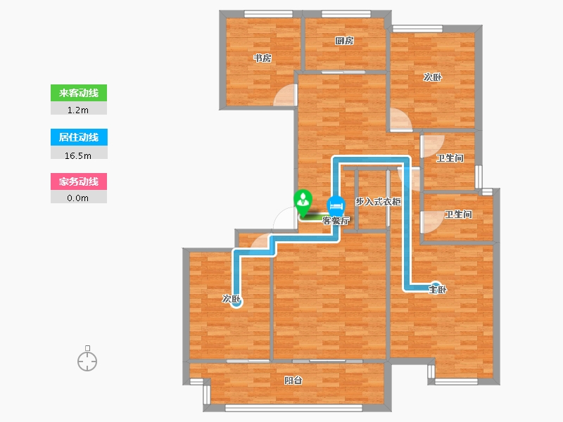 河南省-郑州市-昌建翡翠苑6号楼137m²-109.59-户型库-动静线