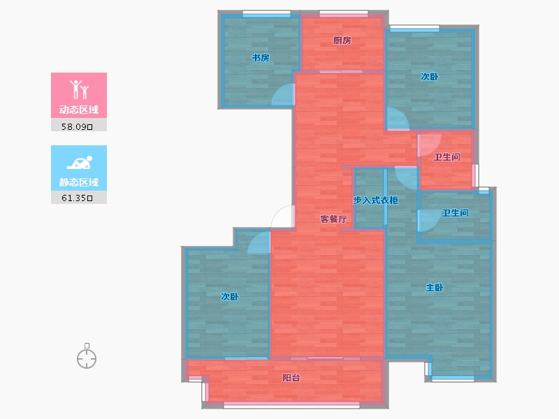 河南省-郑州市-昌建翡翠苑6号楼137m²-109.59-户型库-动静分区