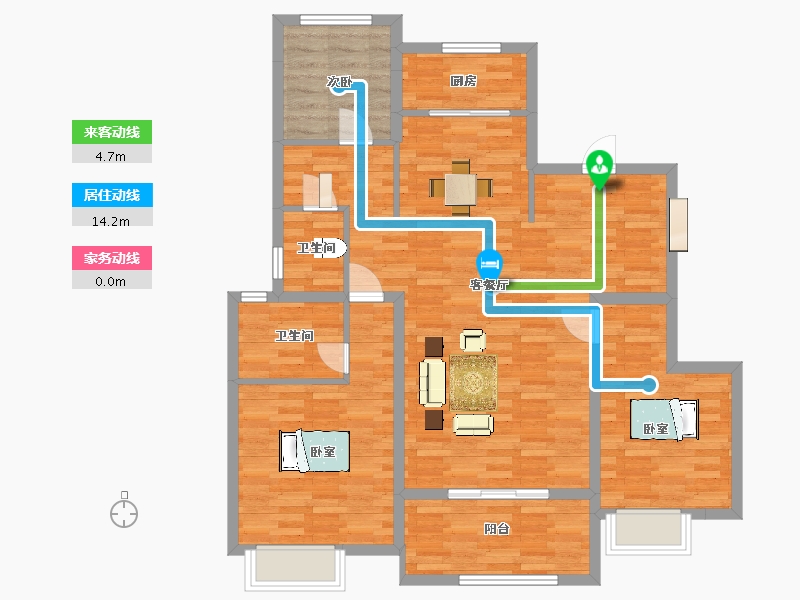 山东省-青岛市-中建尚锦苑2号楼128m²-102.40-户型库-动静线