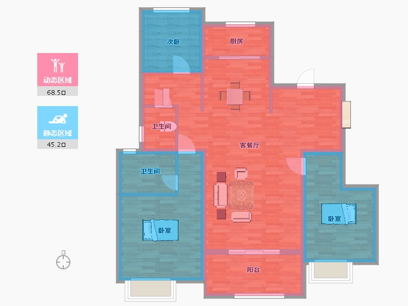 山东省-青岛市-中建尚锦苑2号楼128m²-102.40-户型库-动静分区