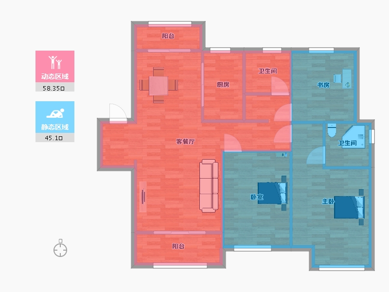 山东省-青岛市-中建尚锦苑10，26，32号楼118m²-94.43-户型库-动静分区