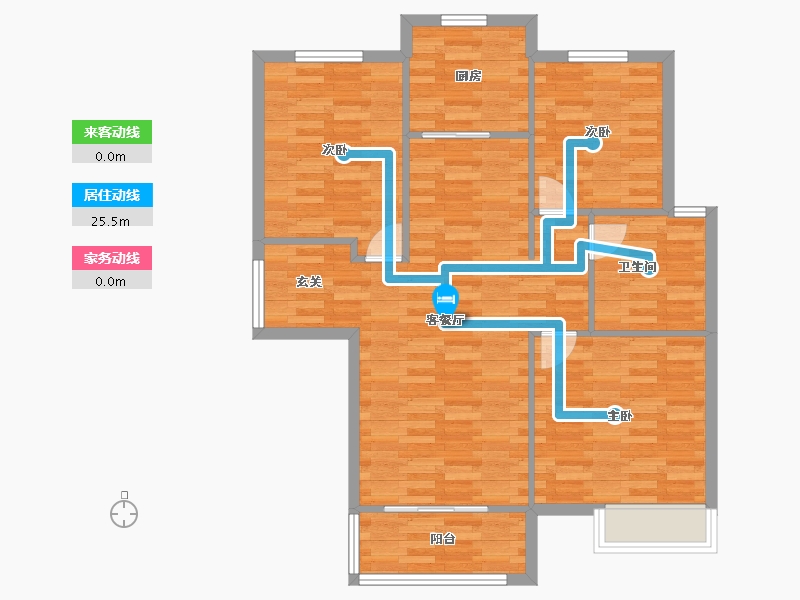 河南省-郑州市-公园世家3栋111m²-88.80-户型库-动静线