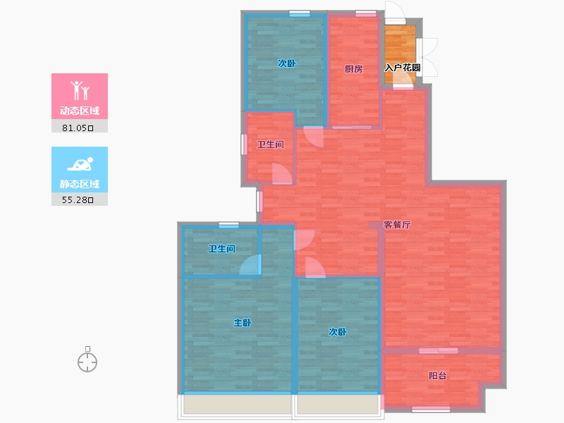 山东省-青岛市-恒大悦珑台54，55，65号楼S38-6一层户型156m²-126.77-户型库-动静分区