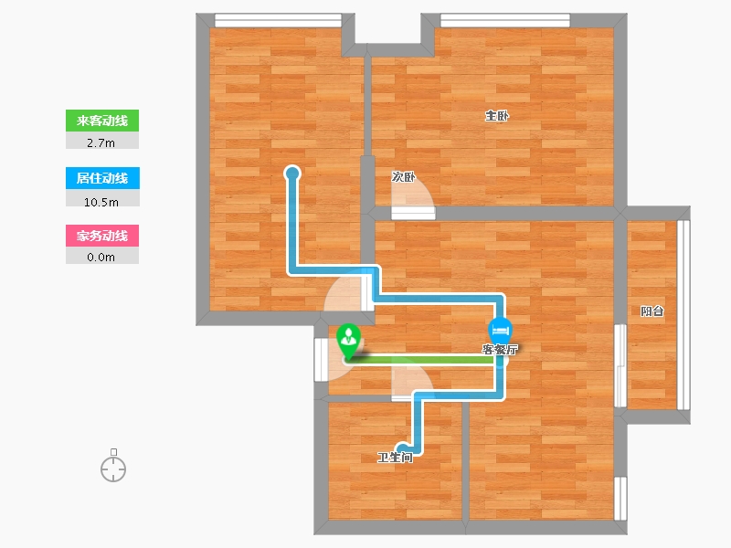 河南省-郑州市-铭都国际1号楼72m²-57.60-户型库-动静线