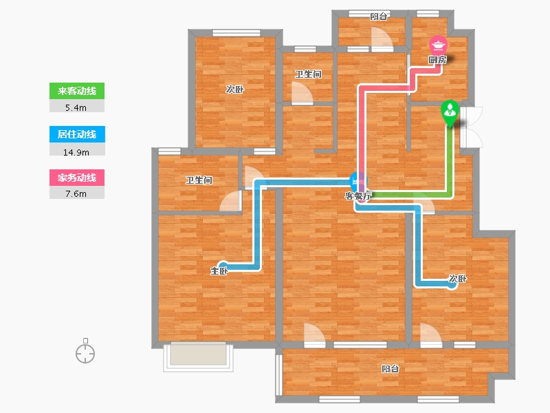 山东省-青岛市-皇骐怡云水岸11，4，19号楼163m²-131.68-户型库-动静线