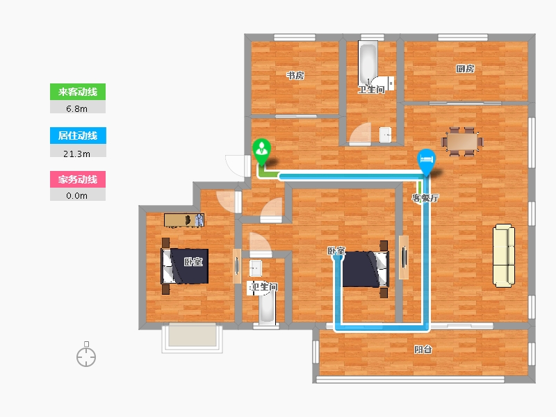 山东省-青岛市-联谊枫林小镇86栋C户型153m²-122.40-户型库-动静线