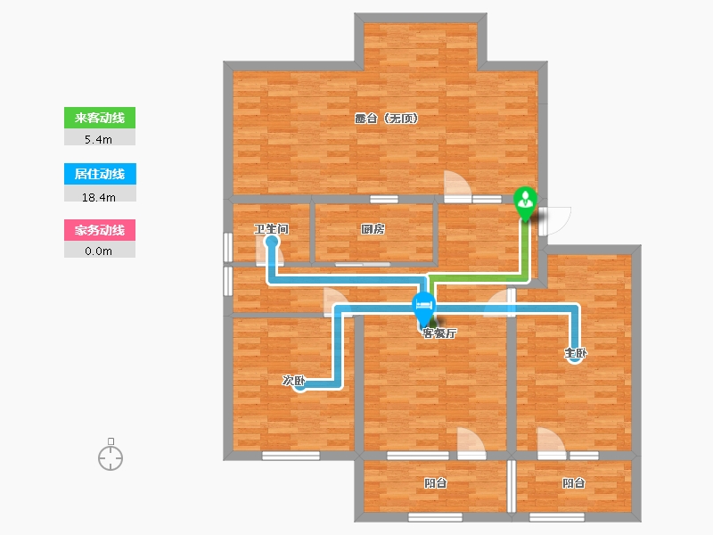 山东省-青岛市-联谊枫林小镇39号楼96m²-111.00-户型库-动静线