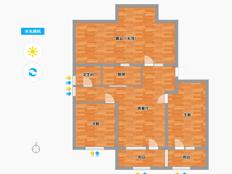 山东省-青岛市-联谊枫林小镇39号楼96m²-111.00-户型库-采光通风