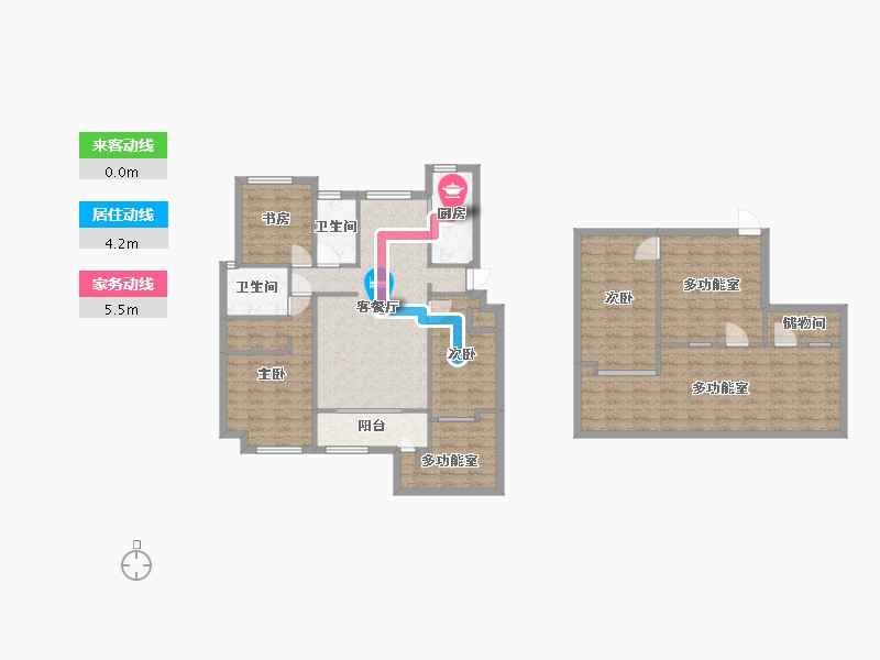 山东省-青岛市-鑫坤临水宜家162m²-129.60-户型库-动静线