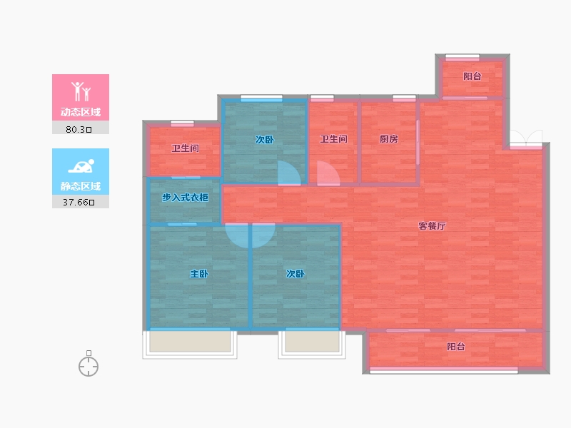 河南省-郑州市-融侨悦澜庭136m²-108.79-户型库-动静分区