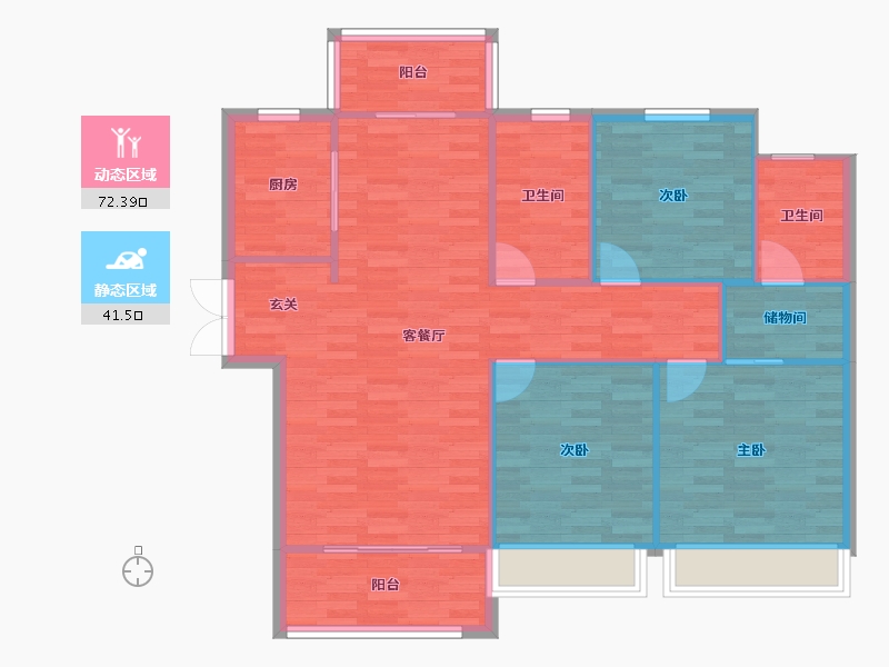 河南省-郑州市-公园世家5栋131m²-104.79-户型库-动静分区