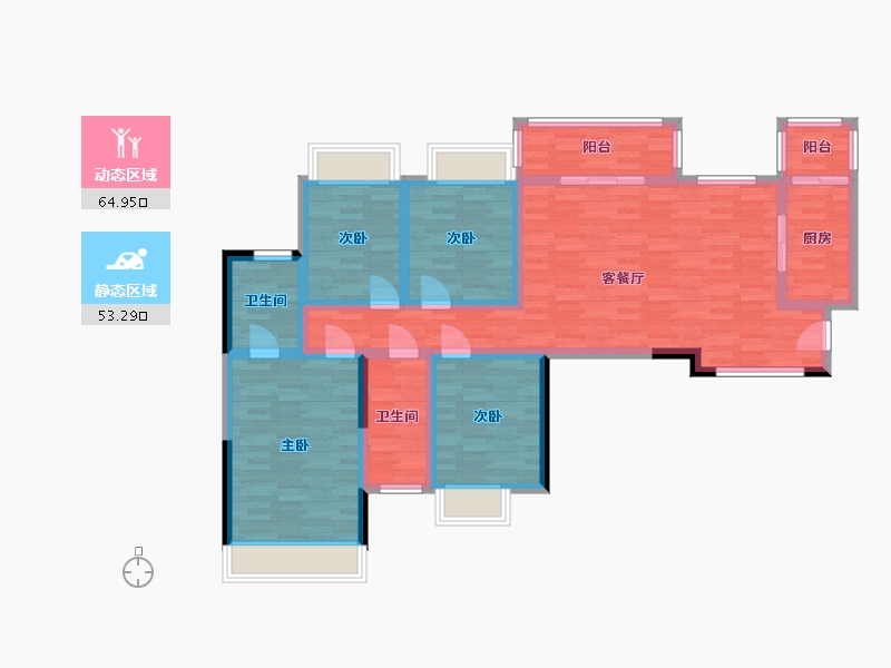 四川省-成都市-空港云尚建面113m2-104.38-户型库-动静分区