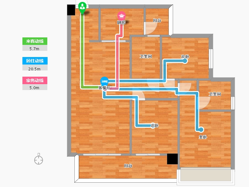 四川省-成都市-中海天府里2号楼,3号楼建面110m2-86.25-户型库-动静线