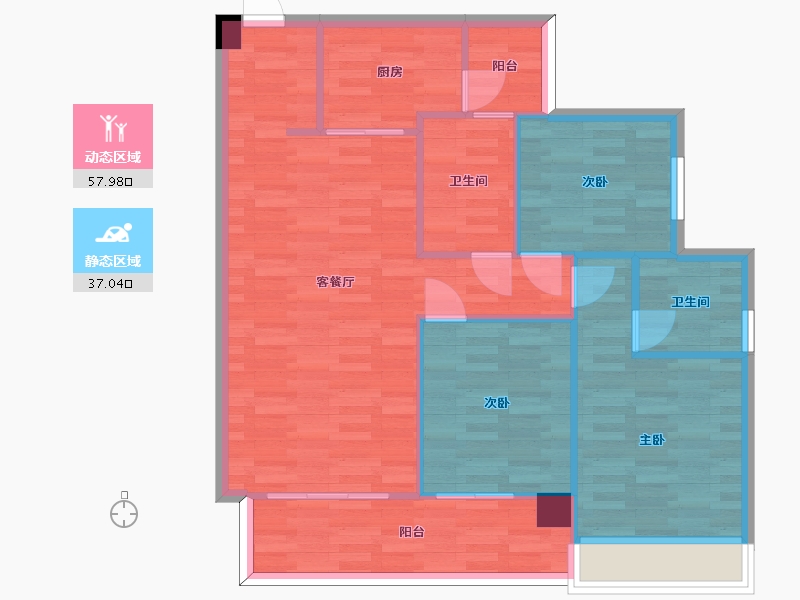 四川省-成都市-中海天府里2号楼,3号楼建面110m2-86.25-户型库-动静分区