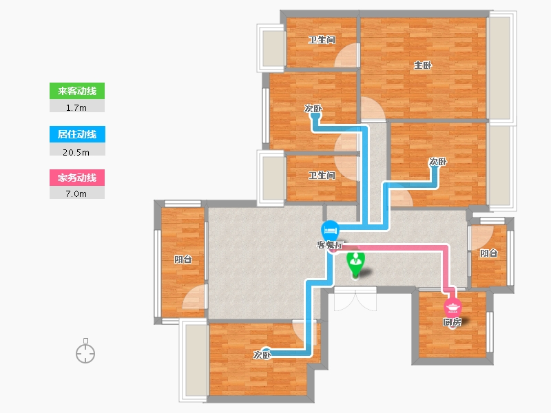 四川省-成都市-电建地产洺悦御府14号楼,130m²-104.00-户型库-动静线